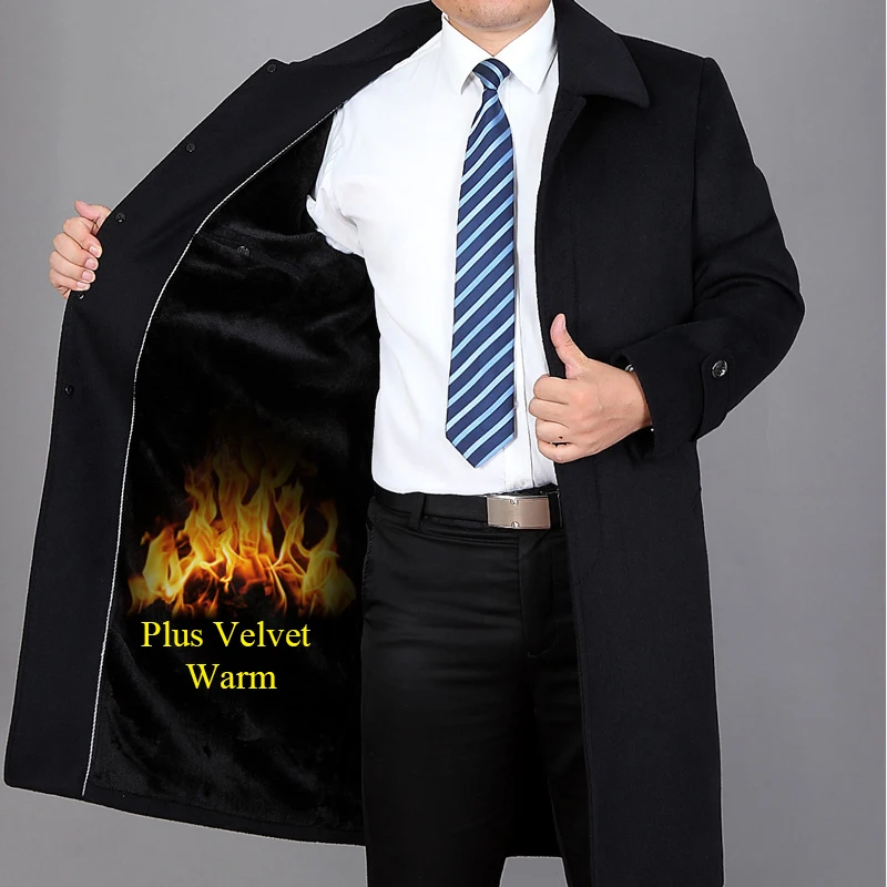 Мужской длинный шерстяной Тренч Mu Yuan Yang модная Толстая куртка размеры 4XL для зимы