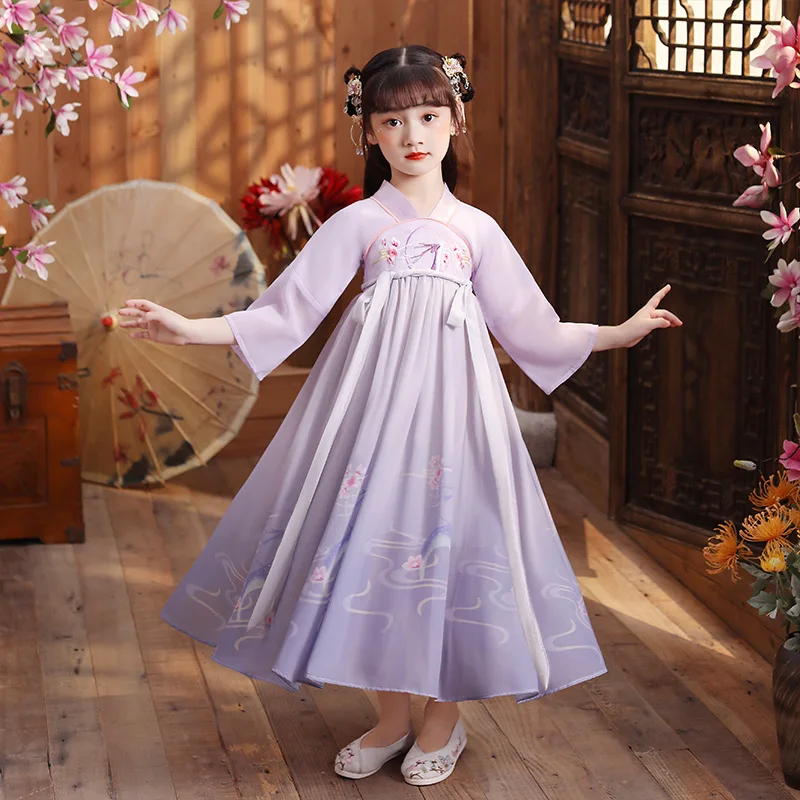 

Chinese New Year Dress Girls Embroider Traditional Hanfu Ancient Perform Kids Birthday Party Dresses Photography Dress Gown