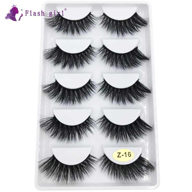

Flash girl the newest Z-16 series handmade mink eyelashes wholesale 5pairs faux mink 5 Pairs Colorful Eyelash Extension