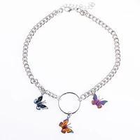 new fashion butterfly necklace female jewelry temperament beautiful color butterfly clavicle chain necklace girl birthday party