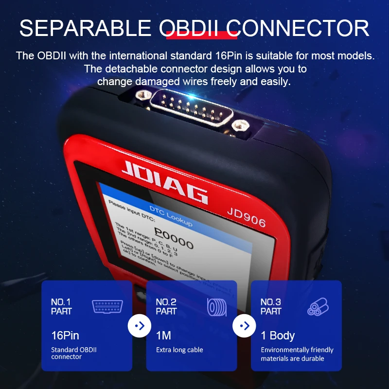 OBD2 считыватель кодов JDiag JD906 расширенный режим 6 8 неисправностей двигателя для