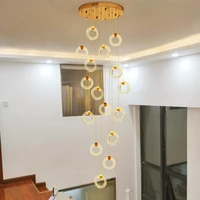 villa stairwell pendant lamp rotating crystal pendant nordic light modern minimalist duplex building living room hanging lights