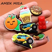 3d red bear pvc shoe charms accessories ice cream chocolate donut racing shoe buckle decorations fit kids x mas party gifts u262
