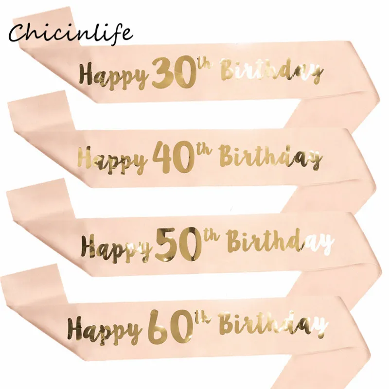 

Chicinlife Happy 16 18 21 30 40 50 60th Birthday Sash Adult Birthday Party Decoration 21st 30th 40th 50th birtdhay Party Sash