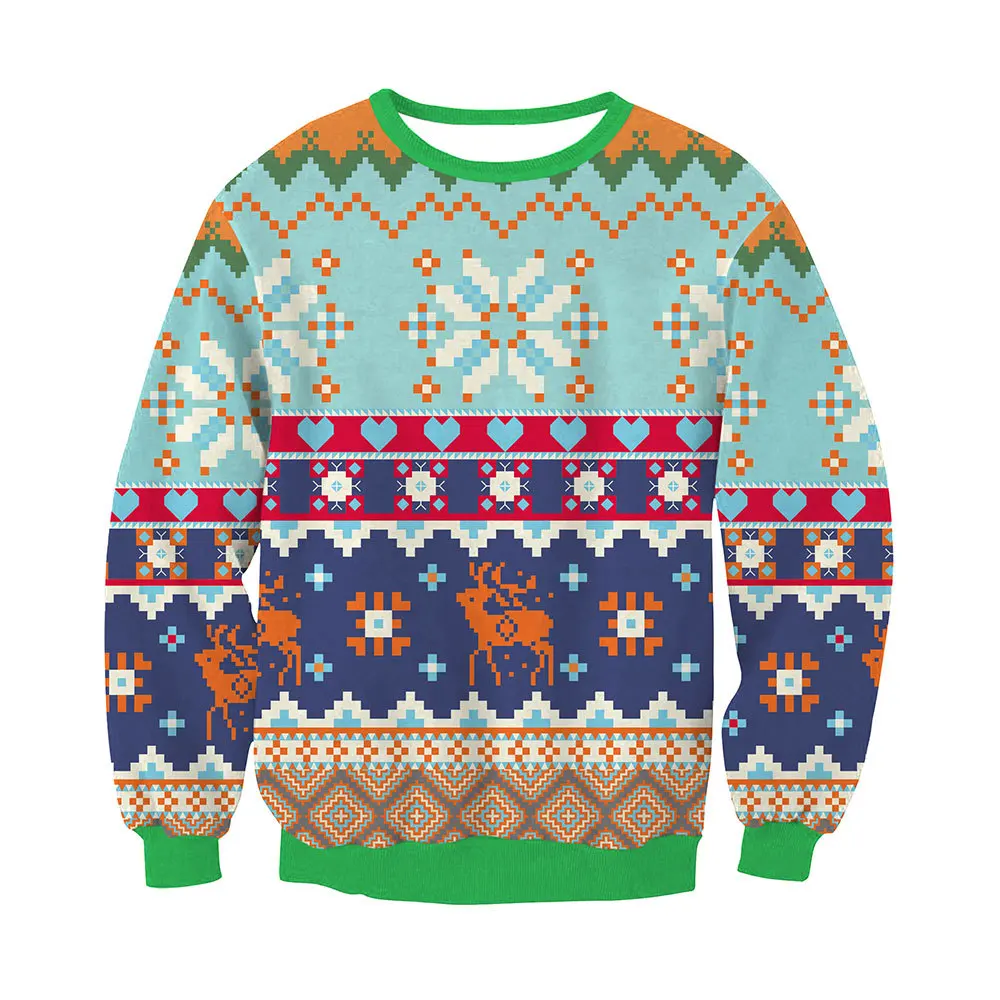 

Christmas Clothes Printed Round Neck Couple Women Hoodie Men Sweatshirt Men Sweatshirt