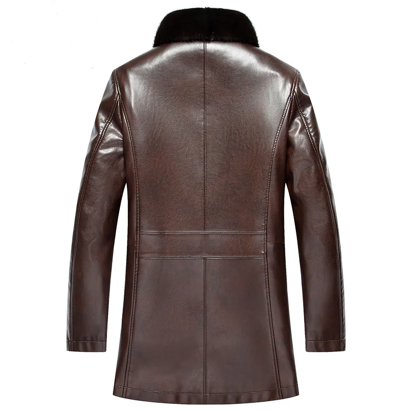 

Rex 2023 Thick Men Rabbit Wool Liner Male Jacket Pure Mink Fur Collar PU Leather Jackets Plus Size HJ652