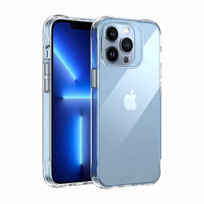 

Acrylic Fine Hole Transparent Phone Protective Case Four-corner Anti-fall Plating Button Shell For iPhone 11 12 13 Pro Max Mini