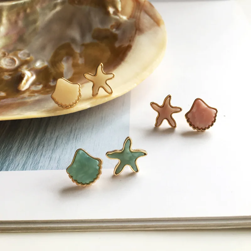 Новые ассиметричные серьги в форме ракушки женские модные корейские