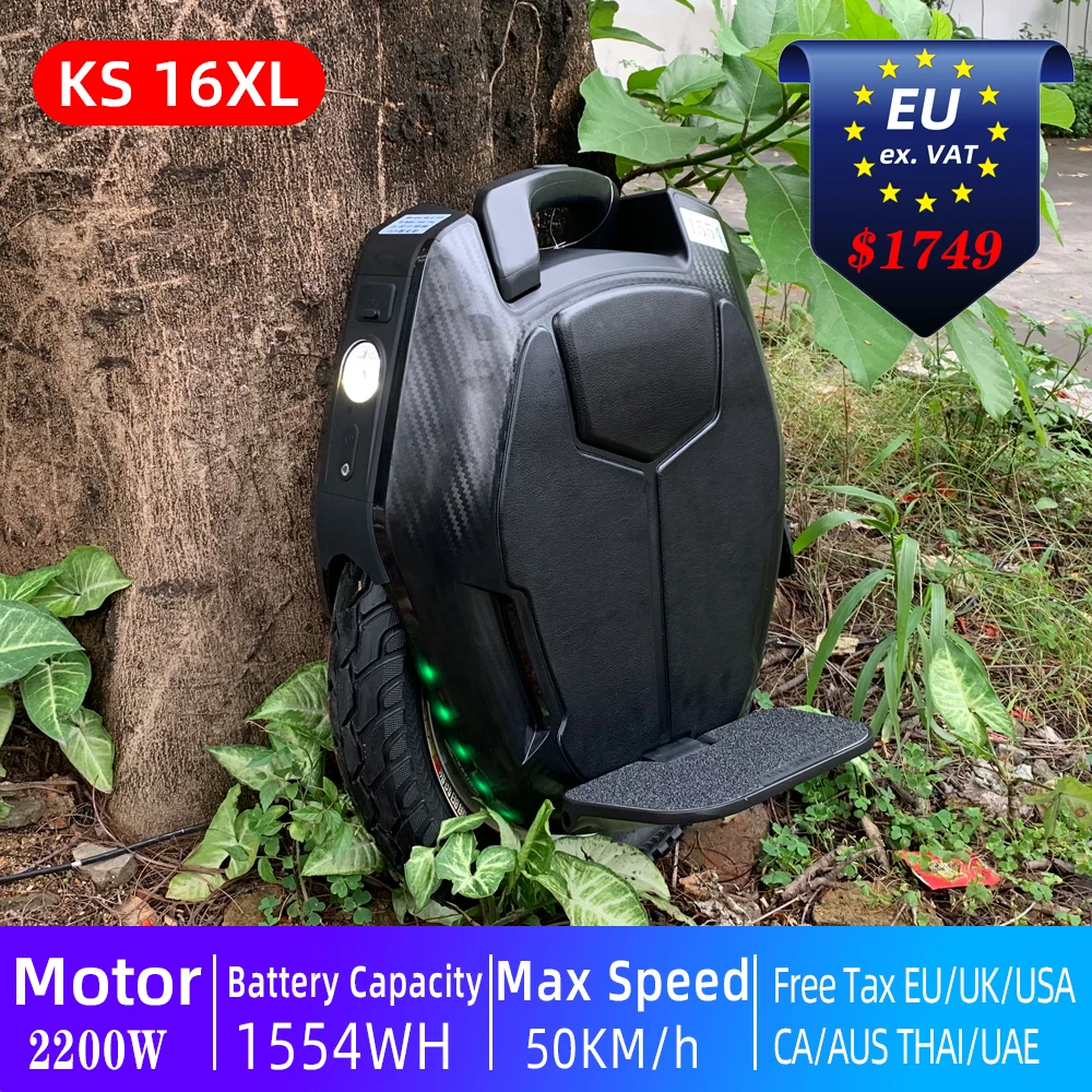 

2022 new KS-16X 1554wh Electric unicycle Longest Mileage Single wheel 2200W motor 1554wh battery speed 50km/h Dual Charging