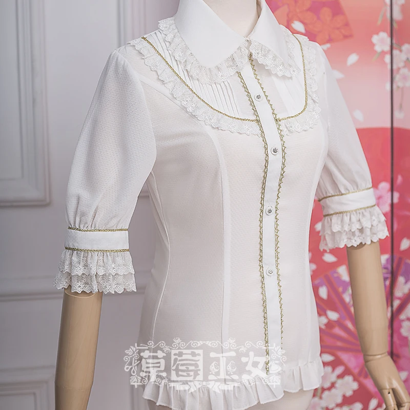 Чипол сказочная земля ~ короткий рукав Лолита шифоновая блузка клубника