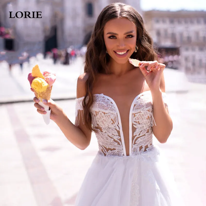 Свадебное платье принцессы LORIE 2021 невесты с открытыми плечами и Боковым Разрезом