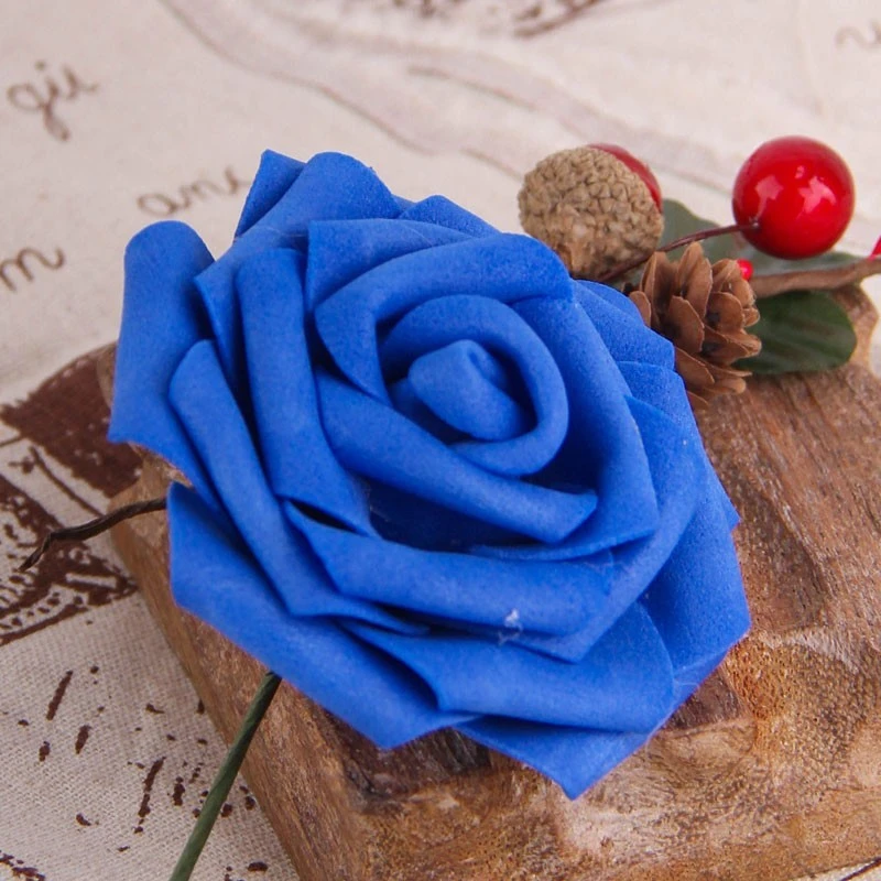 Dark Blue 20 шт, диаметр 7 см, искусственные поролоновые розы для дома и свадьбы, украшения, цветочные головки, целующиеся шары для свадьбы, разные цвета - Цвет: Dark Blue