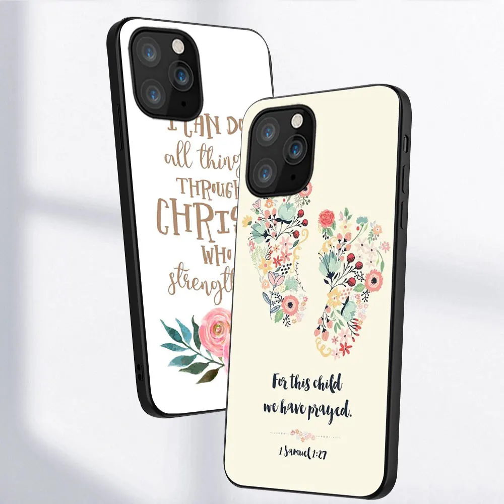 

Bible Flower Case For iPhone 11 12 Pro Max Mini Cover for iPhone X XR XS MAX 7 8 6 6S Plus 5S SE 2020 Soft TPU Phone Back Fundas