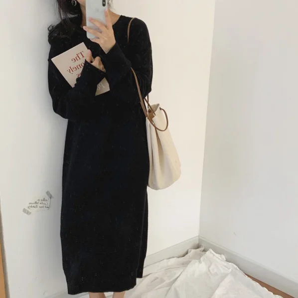 Для женщин на осень зиму с длинными Платья свитеры женский длинным рукавом