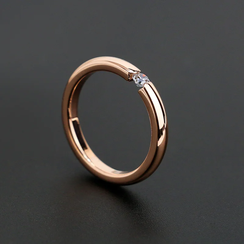 

Женские обручальные кольца, из титановой стали с кубическим цирконием, классические модные обручальные кольца цвета розового золота, разме...