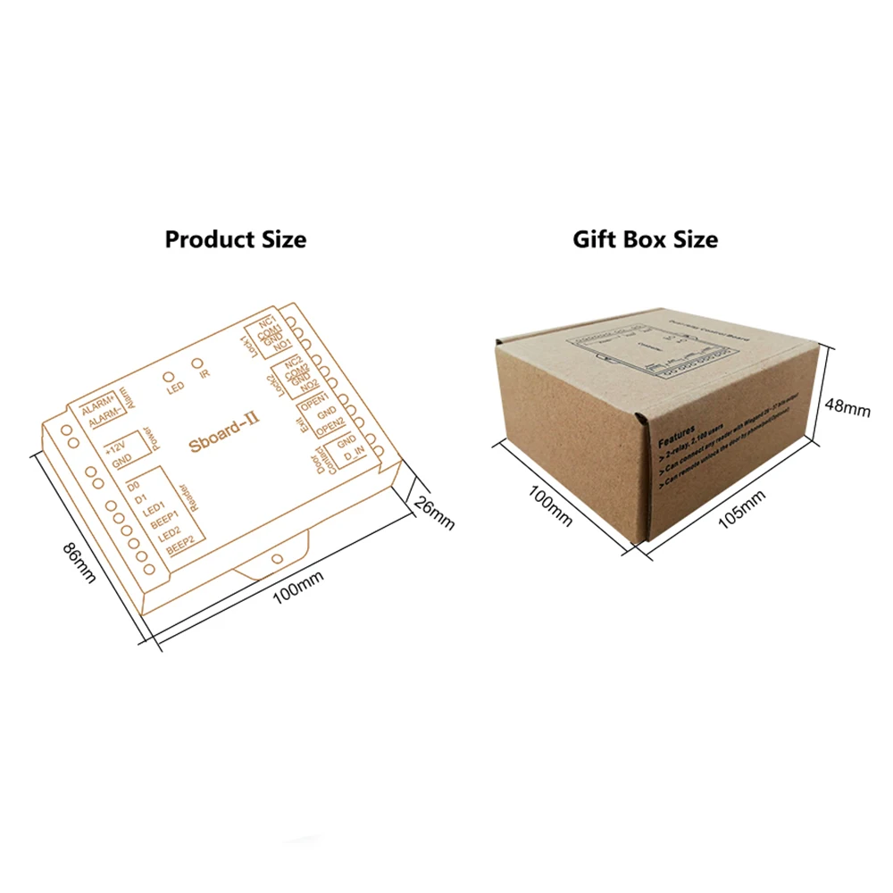 Плата контроллера доступа Sboard II Mini Network 2 Door данные могут быть переданы