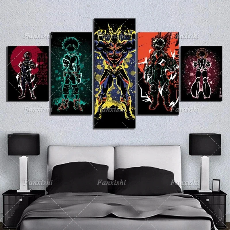

Anime My Hero Academia Bakugo Vs Izuku 5 Pieces Painting Posters And Prints Canvas Wall Art Pictures For Living Room Home Decor