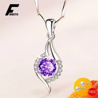 fuihetys fashion necklace 925 silver jewelry with zircon gemstone pendant for women wedding party bridal accessories wholesale