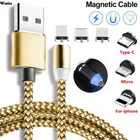 Магнитный зарядный кабель, Micro USBType CLightning, 1 м