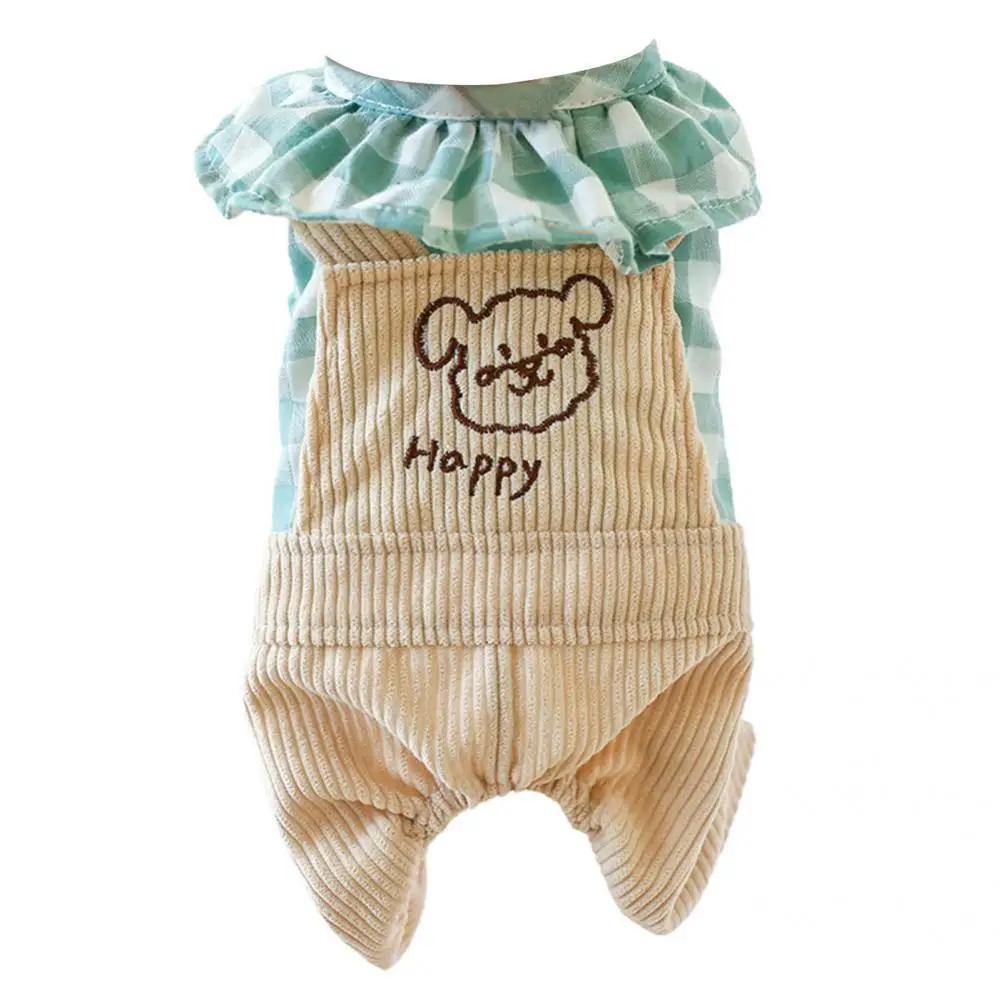 

Casual Stylish Puppy Winter Warm Overalls Pullover Puppy Overalls Plaid Design for Autumn