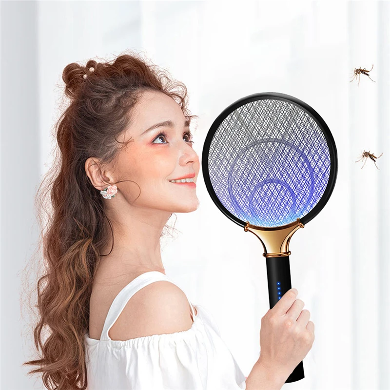 

2 in 1 LED Electric 3000V Mosquito Swatter USB Rechargeable Anti Fly Bug Zapper Killer Trap Insect Racket Pest Control Product