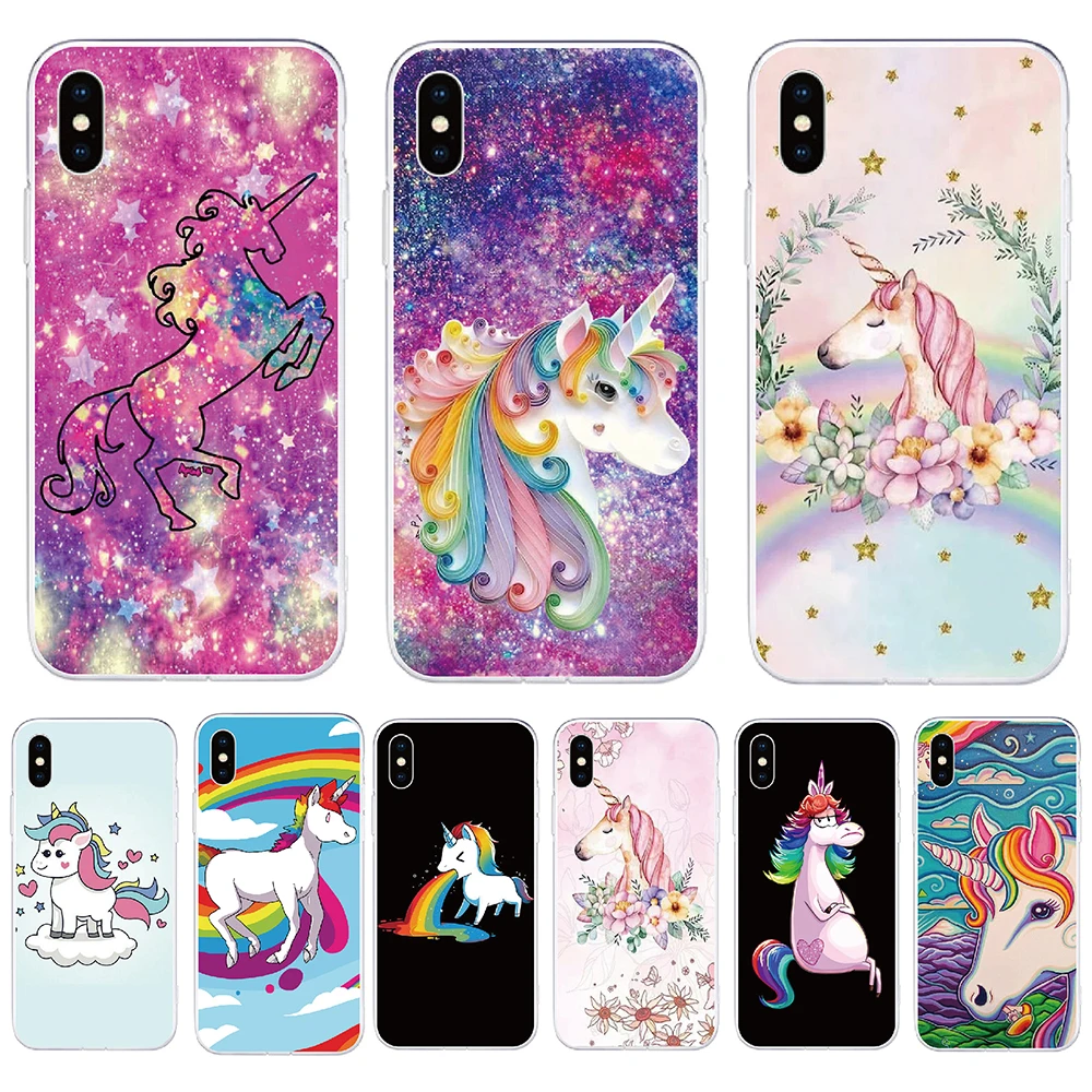 

For ZTE Blade 20 A6 A3 Lite A2 10 Smart A610 L110 L7 A320 L5 Plus A520 A452 Soft Cover Print Unicorn Rainbow Shell Phone Case