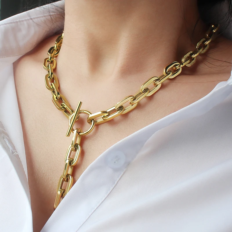 Цепочка женская с Т-образной застежкой простой трендовый ожерелье из