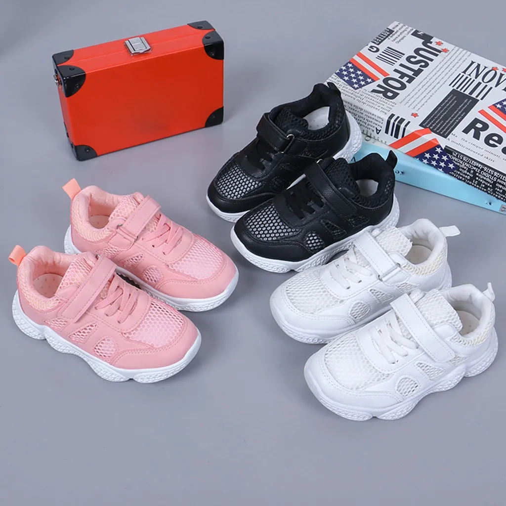 Детская Обувь для маленьких девочек и мальчиков Сетчатые спортивные кроссовки