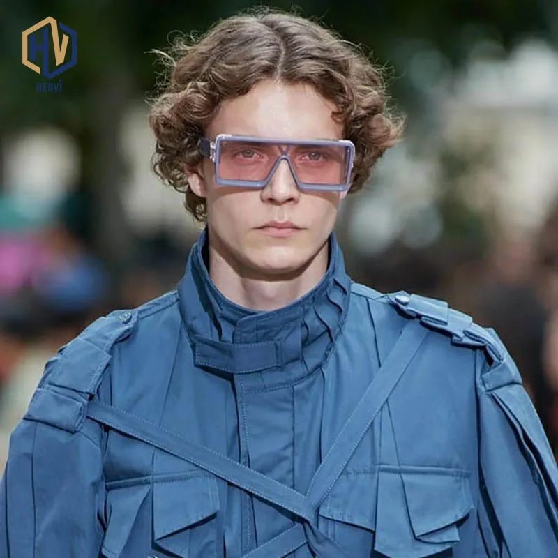 Очки солнцезащитные мужские большого размера квадратные цельные солнечные очки