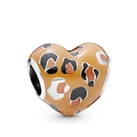yellow enamel leopard print bead fit original pan charms bracelet heart beads pulseiras for women jewelry gifts diy berloque