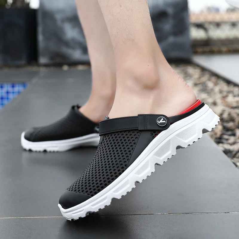 Мужские слиперы Летние сланцы открытые дышащие пляжные сандалии нескользящая