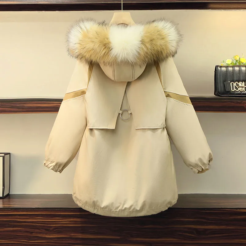 Pai Overcome Women's Winter Clothing 2021 New Large Fur Collar Mid-Length Down Thick Padded Coat s1009