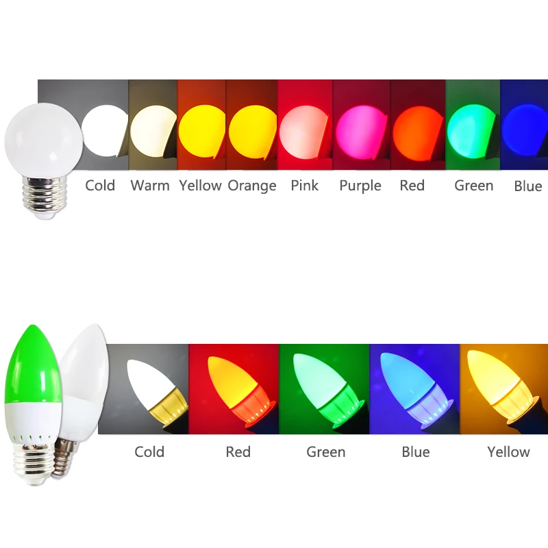 10 шт. светодиодный светильник E14 E27 3 Вт G45 C35 RGB цветной SMD 2835 AC 220 В 240 | Лампы и