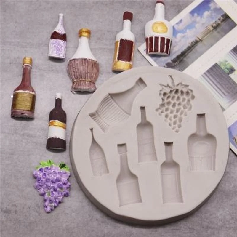 

Red Wine Bottle Grape Shape Silicone Mold DIY Fondant Cake Mold Baking Tools