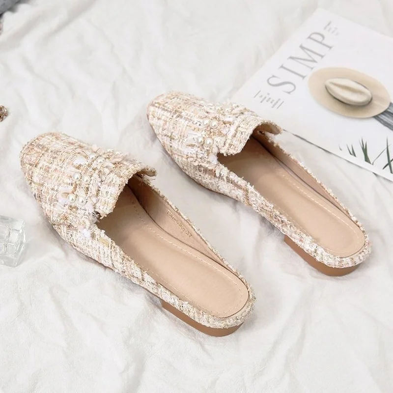 

Spring Net Celebrity Sandals and Slippers Fashion Small Fragrance Wind Flat-bottomed Half-slippers Female Summer Wear Ins Tide