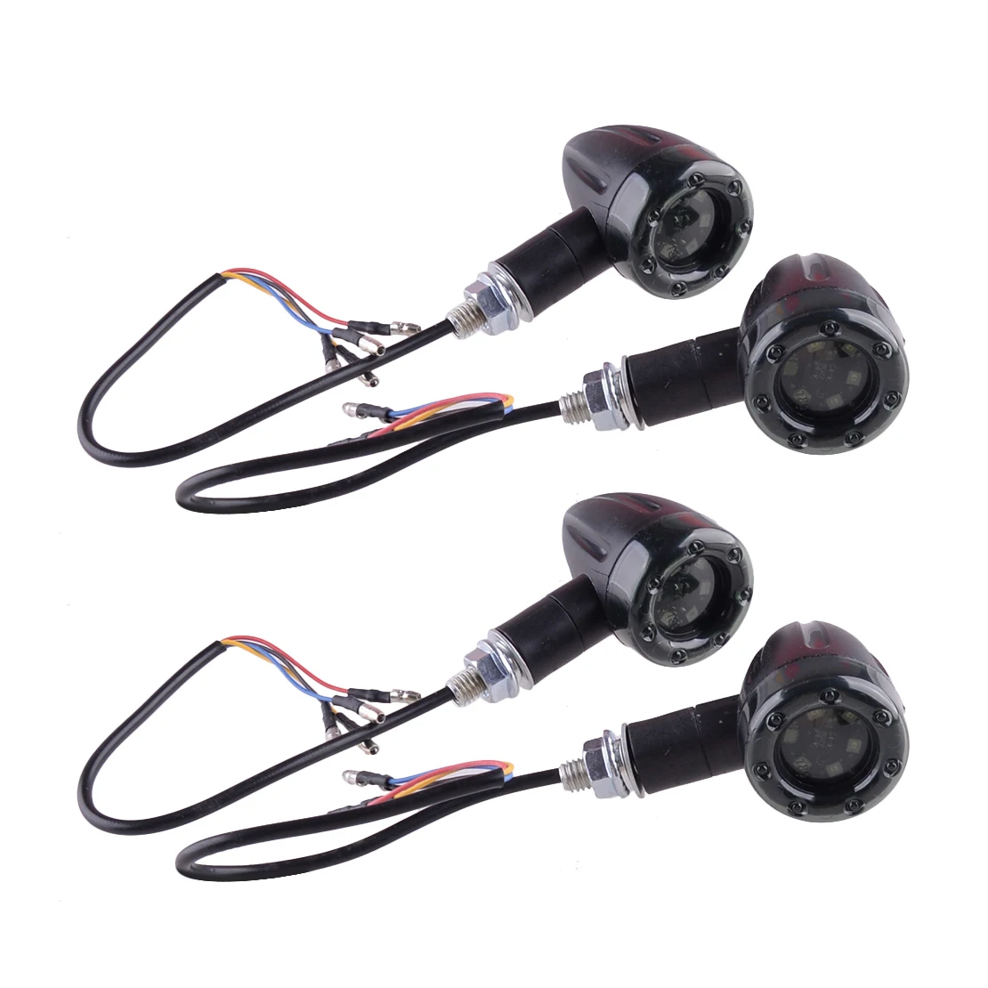 

beler 4Pcs 8mm 13LED Universal LED Bullet Brake Running Turn Signal Tail Light Fit For Motorcycle with DC 12V