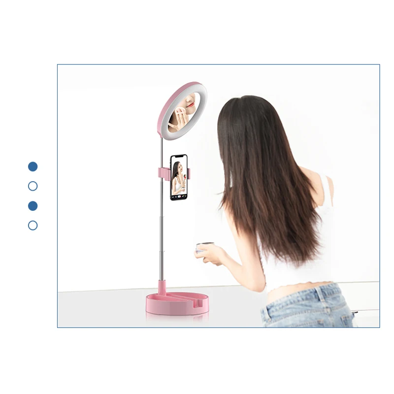 

Photo Studio Phone Video Mini Desktop Table LED Ring Light Photography Dimmable Makeup Ring Lamp QJY99