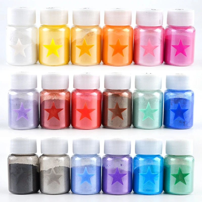 18 Colors Mica Powder Epoxy Resin Color Pigment Dye Set Cosmetic Grade Mica Powder for Lip Gloss Soap Making Bath Bomb