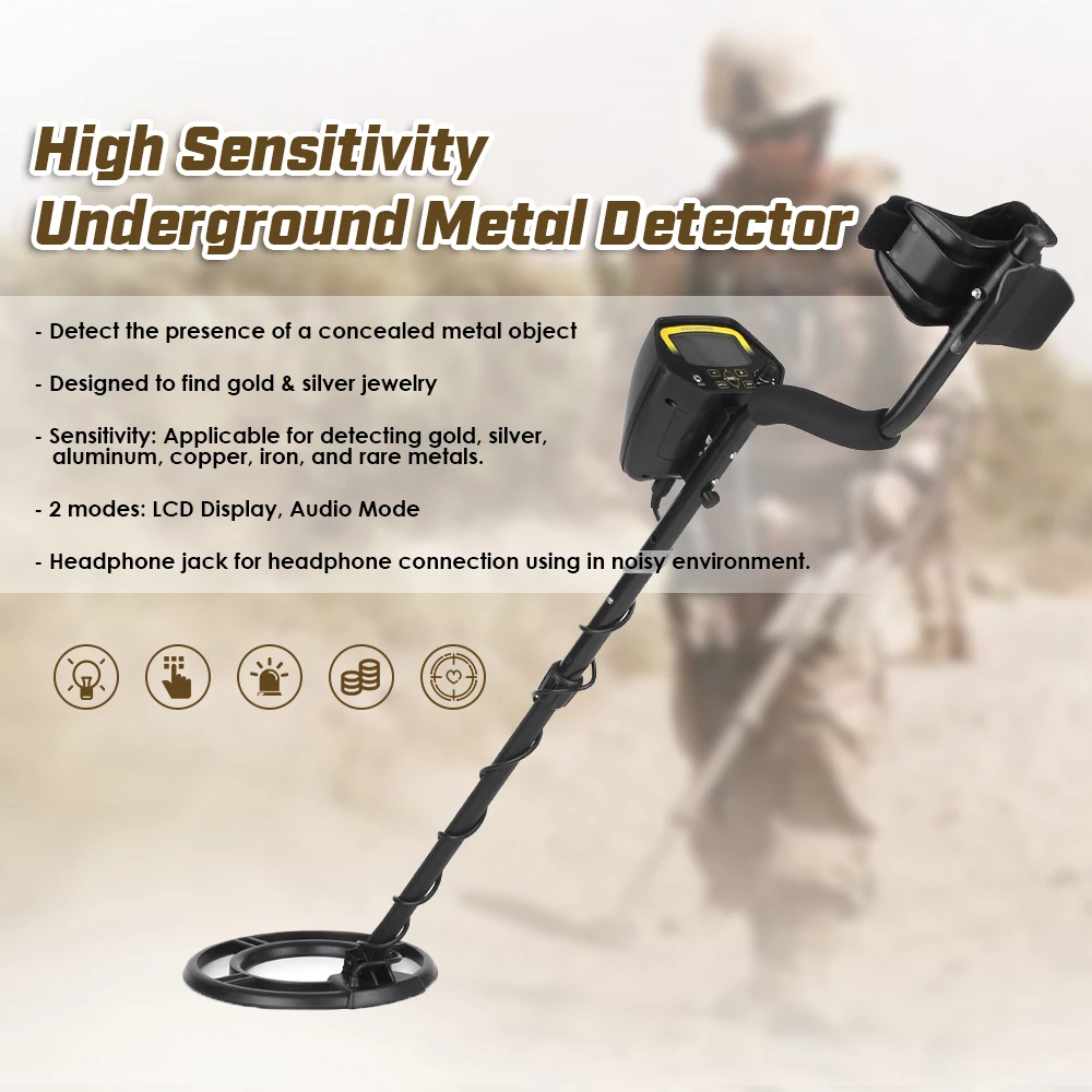 KKmoon MD3030 Professional Underground Metal Detector Underwater Gold Digger Treasure Hunter with Adjustable Search Coil | Инструменты