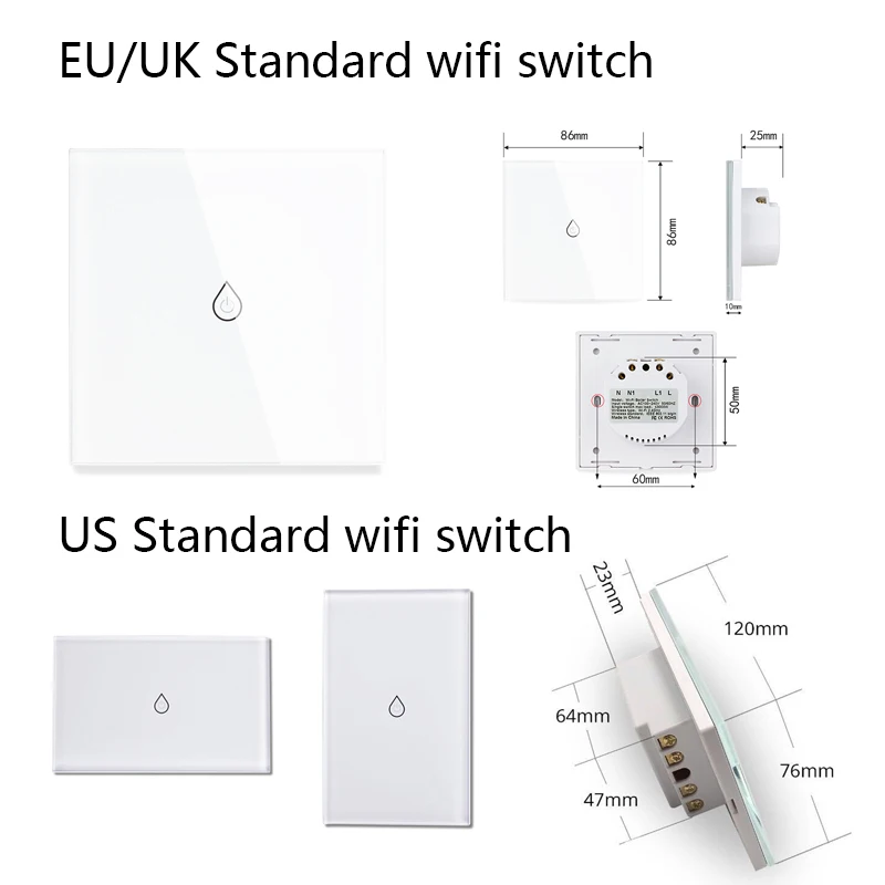 Умный настенный выключатель Minitiger ЕС/Великобритания/США Wi-Fi сенсорная панель из