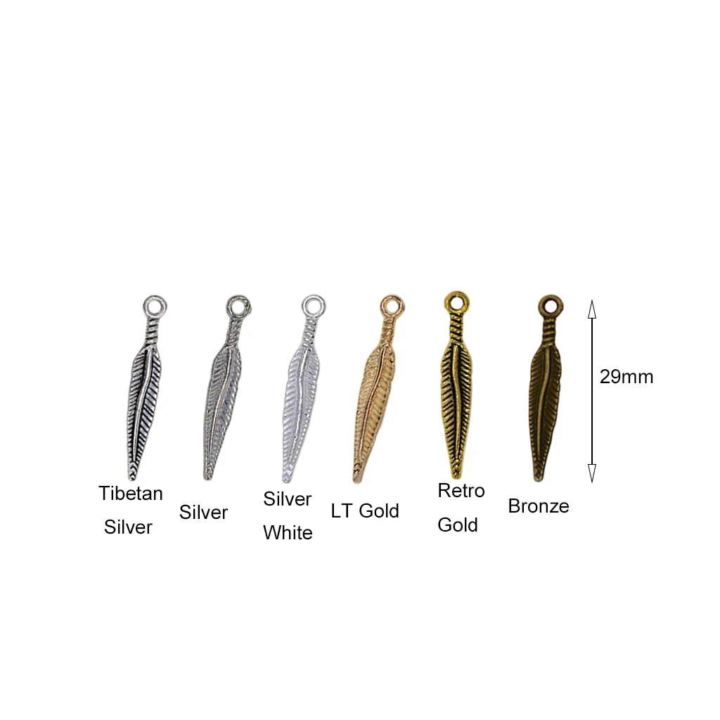 120 шт Смешанные DIY антикварные подвески в форме пера для изготовления браслетов