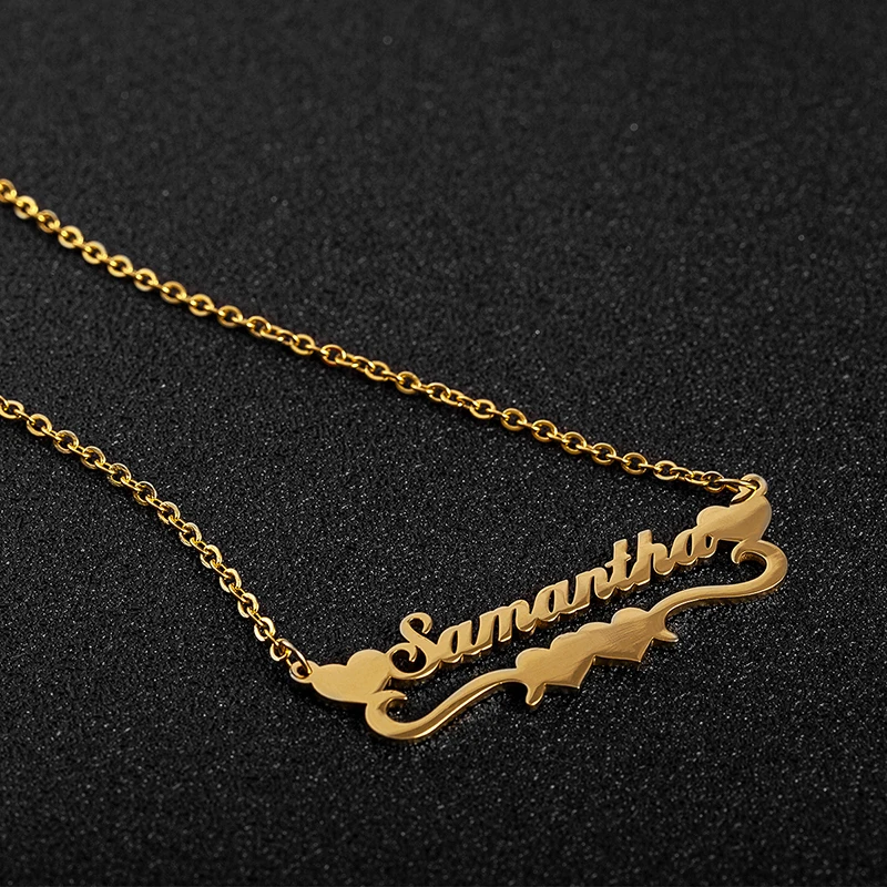 Персонализированные ожерелья с именем на заказ для женщин сердцем позолоченная