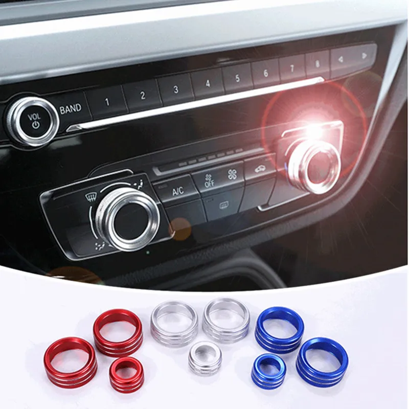 

3pcs Aluminum Alloy Car Audio Volume Control Button Circle Decoration Ring Cover Auto Air Condition Knob for BMW 1 Series 2017