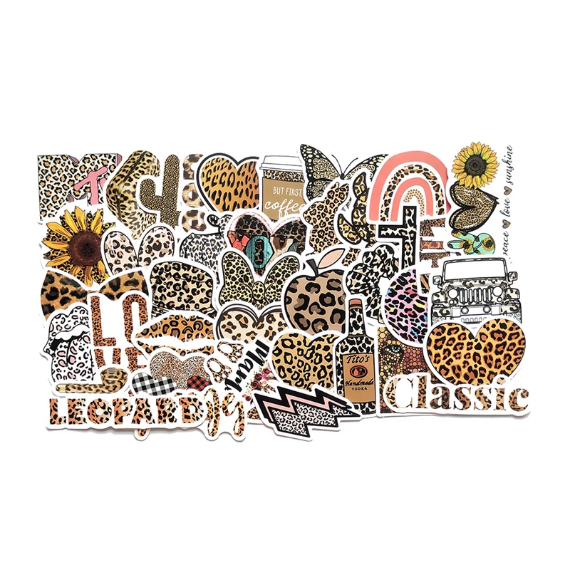 Pegatina de Animal con estampado de leopardo para tel&eacute;fono m&oacute;vil, adhesivo Irregular para ordenador, equipaje, casco de motocicleta, pasta de taza de agua, Sexy, a la moda, 10/30/50 Uds.-4