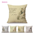 Наволочка для диванной подушки, из хлопка и льна, с изображением винтажной герцогини Джейн Остин