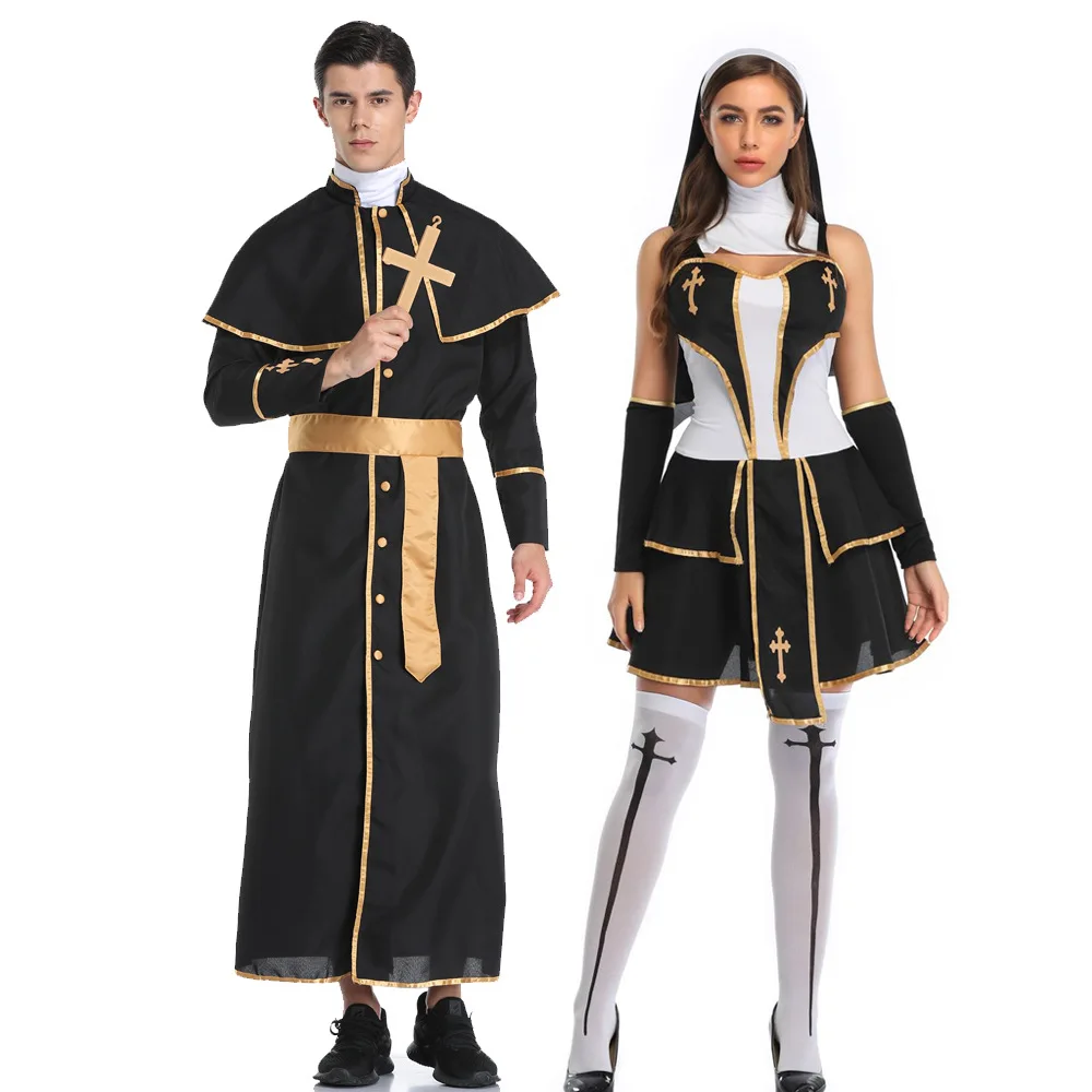 

Костюм священника пастора для взрослых мужчин женщин мужчин эротическая монахиня ролевые игры сексуальная форма священника нарядное платье для хэллоуивечерние ринки