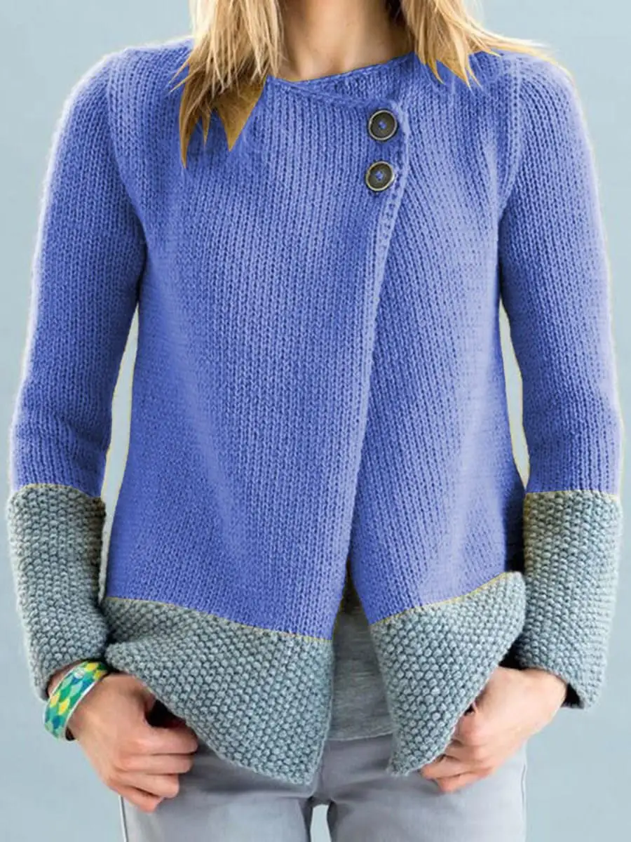 Женский свитер с круглым вырезом кардиган Повседневный на пуговицах длинным