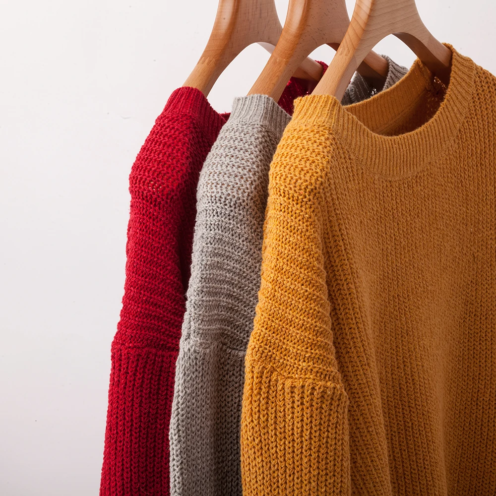 

Dilusoo 2019 Winter Knitted Sweater Women Pullover Solid O-neck Loose Casual Woman Long Sleeve Thick Warm Autumn Sweaters Ladies