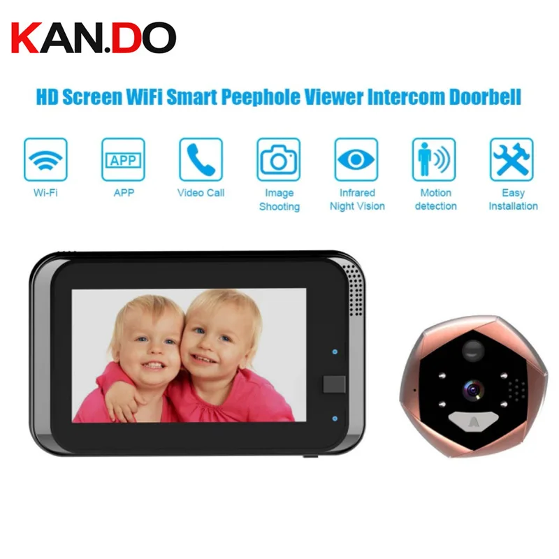 720P 4 3 &quot ВЫСОКАЯ ЧЁТКОСТЬ Экран WiFi смарт глазок дверной звонок с камерой домашний