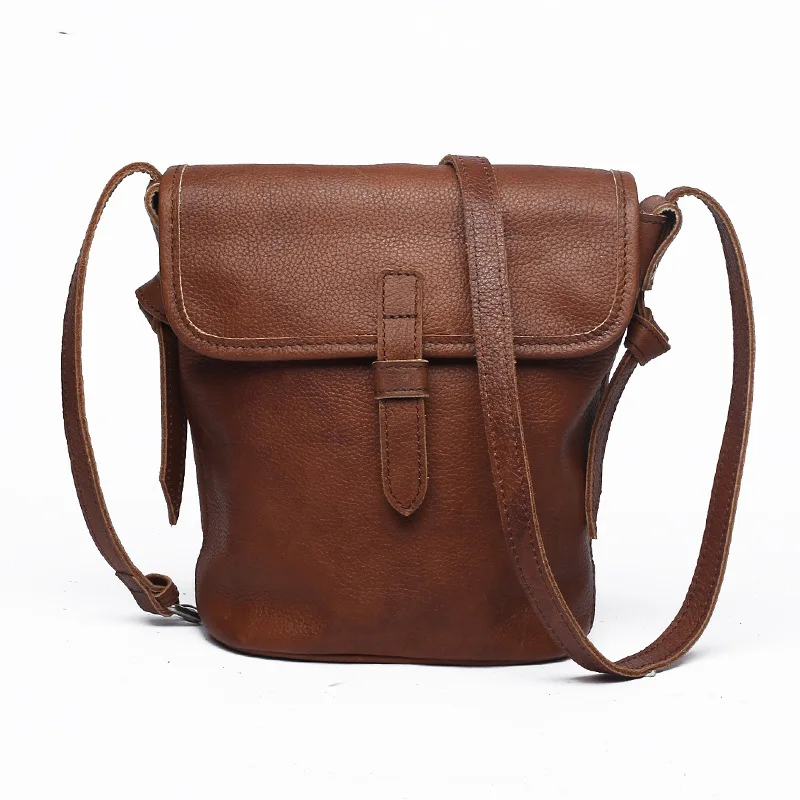 

Leather bucket bag female 2020 new retro lady diagonal cross-layer cowhide female bag shoulder bag messenger bag